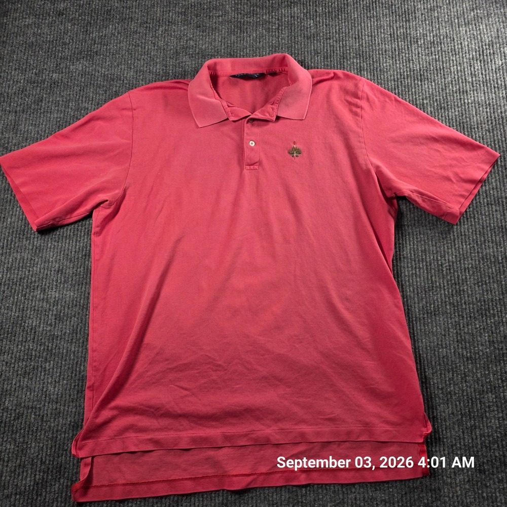 Polo Golf Ralph Lauren Mens XL Pink Pima Cotton 1896 Crest Short Sleeve Polo